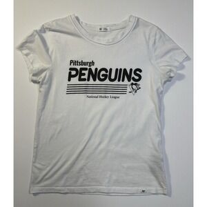 Womens NHL '47 Pittsburgh Penguin Vintage Style T Shirt Sz Small Black & White